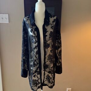 Chico's Black Sheer Floral Blouse
